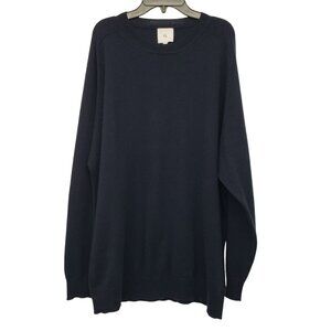 GWYN Goop G Label Gia Navy Blue Cashmere Oversized Crew Neck Sweater Minimalist